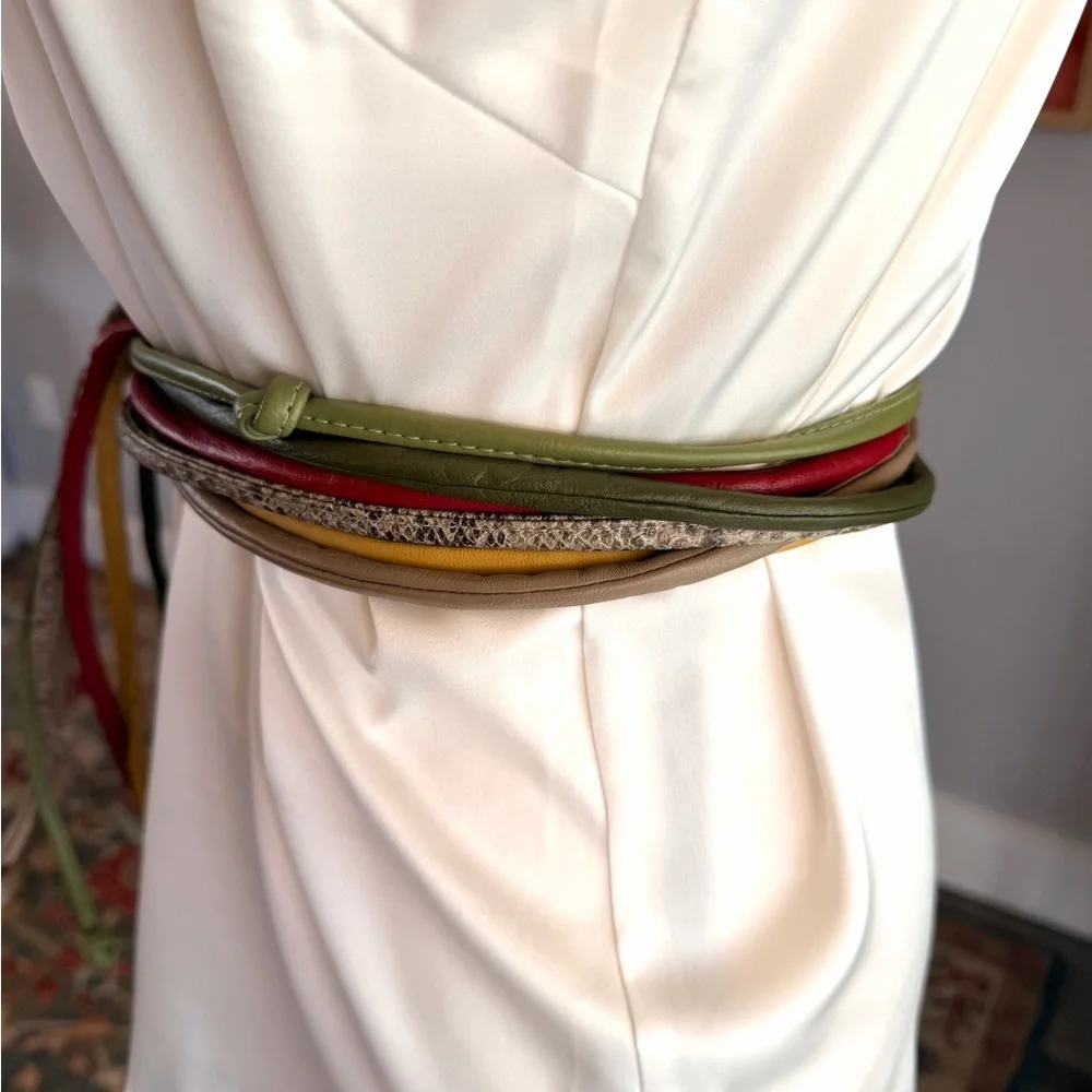 Multicolor Leather Skinny Belt Bundle